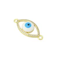Cubic Zirconia Micro Pave Brass Connector, Eye, gold color plated, micro pave cubic zirconia & enamel & hollow Approx 1mm 
