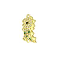 Cubic Zirconia Micro Pave Brass Connector, Dinosaur, gold color plated, micro pave cubic zirconia Approx 1mm 