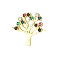 Cubic Zirconia Micro Pave Brass Connector, Tree, gold color plated, micro pave cubic zirconia Approx 1mm 