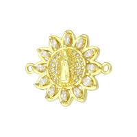 Cubic Zirconia Micro Pave Brass Connector, Flower, gold color plated, micro pave cubic zirconia Approx 1mm 