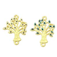 Enamel Brass Connector, Tree, gold color plated, evil eye pattern & micro pave cubic zirconia & hollow Approx 1mm 