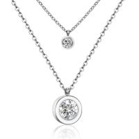 Cubic Zirconia Stainless Steel Necklace, plated, micro pave cubic zirconia & for woman Approx 17.72 Inch 
