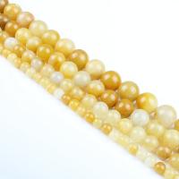 perles en Jade jaune, Pierre naturelle, Rond, poli, DIY, Jaune Vendu par sac