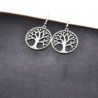 Baum des Lebens Ohrringe, Zinklegierung, plattiert, für Frau, Silberfarbe, 10-30mm, verkauft von Paar