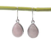 Rose Quartz Drop Earring, with Zinc Alloy, plated, for woman, mixed colors 