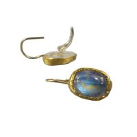 Boucle d'oreille en demi-gemme , laiton, avec Labradorite, Placage, pour femme, couleurs mélangées Vendu par paire