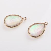 Zinc Alloy Shell Pendants, with Abalone Shell, Teardrop, polished, mixed colors 