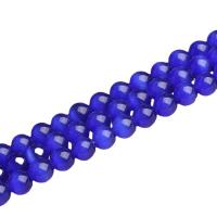 Katzenauge Perlen, rund, DIY, blau, Länge:38 cm, verkauft von Strang