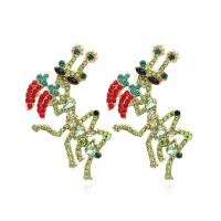 Zinc Alloy Rhinestone Stud Earring, Insect, fashion jewelry & for woman & with rhinestone, multi-colored 