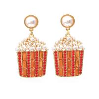 Zinc Alloy Rhinestone Drop Earring, with ABS Plastic Pearl, fashion jewelry & for woman & with rhinestone 