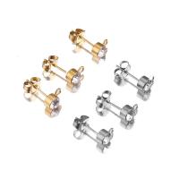 Stainless Steel Earring Drop Component, plated, fashion jewelry & for woman & with rhinestone 