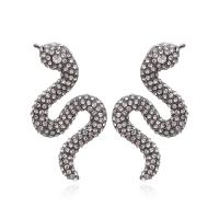 Zinc Alloy Rhinestone Stud Earring, Snake, fashion jewelry & for woman & with rhinestone 