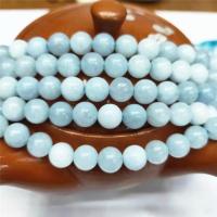 Aquamarin Perlen, rund, poliert, DIY & verschiedene Größen vorhanden, blau, Länge:ca. 15 ZollInch, verkauft von Strang