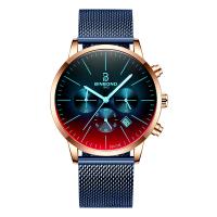 Men Wrist Watch, Stainless Steel, with Synthetic Leather & Glass & Iron, Chinese movement, Round, plated & for man & waterproof & luminated 