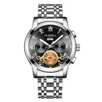 Men Wrist Watch, Stainless Steel, with Synthetic Leather & Glass & Iron, Chinese movement, Round, plated & for man & waterproof 