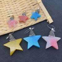 Mixed Agate Pendants, with Rhinestone Clay Pave, Star, Unisex 