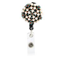 Zinc Alloy Badge Holder, with Shell Pearl & Plastic, plated, with rhinestone 