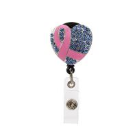 Zinc Alloy Badge Holder, with Plastic, Heart, plated, enamel & with rhinestone 
