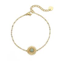 Bracelet en acier inoxydable, avec pierre gemme, avec 1.96 inch chaînes de rallonge, Placage de couleur d'or, pour femme Environ 6.69 pouce, Vendu par PC