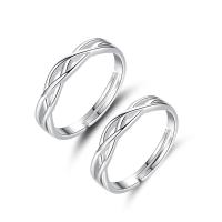 Couple Finger Rings, 925 Sterling Silver, Adjustable, platinum color 