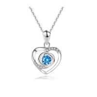 Cubic Zirconia Micro Pave Sterling Silver Necklace, 925 Sterling Silver, platinum color plated, micro pave cubic zirconia & hollow 