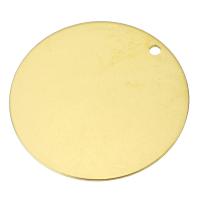 Кулон тег из нержавеющей стали, нержавеющая сталь, Плоская круглая форма, плакирован золотом отверстие:Приблизительно 2mm, продается PC