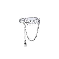 metal Anillo de dedo Cuff, con Perlas plásticas, Ajustable & para mujer, plateado, 17mm, 5PCs/Bolsa, Vendido por Bolsa