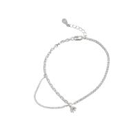 Cubic Zirconia Micro Pave Brass Bracelet, micro pave cubic zirconia & for woman, silver color Approx 18 cm 