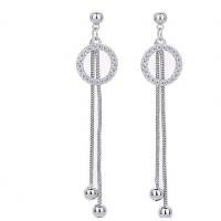 Fashion Fringe Earrings, Brass, with 925 Sterling Silver, plated, micro pave cubic zirconia & for woman 