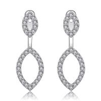 Cubic Zirconia Micro Pave Brass Earring, plated, micro pave cubic zirconia & for woman, silver color 