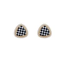 Zinc Alloy Rhinestone Stud Earring, with Acrylic, high quality plated, fashion jewelry & for woman & with cubic zirconia & with rhinestone, white and black 