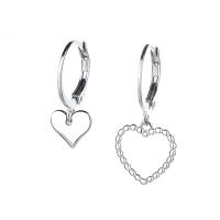 Huggie Hoop Drop Earring, laiton, coeur, Placage de couleur platine, pour femme & creux, 7mm,12mm, Environ Vendu par sac