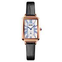 Women Wrist Watch, Leather, with Glass & Stainless Steel & Zinc Alloy, Chinese movement, Rectangle, plated & for woman & waterproof 
