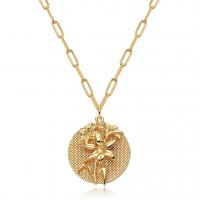Brass Jewelry Necklace, Round, gold color plated golden Inch 