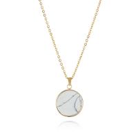 Gemstone Necklaces, Natural Stone, with Stainless Steel, Round, gold color plated, fashion jewelry .69 Inch 