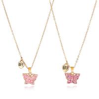 Enamel Zinc Alloy Necklace, with 2.17 extender chain, Butterfly, gold color plated, 2 pieces, golden .35 Inch 