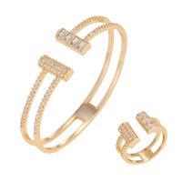 Cubic Zirconia Micro Pave Brass Jewelry Sets, plated, adjustable & micro pave cubic zirconia & for woman, 60mm, 15mm, US Ring 