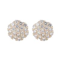 Cubic Zirconia Micro Pave Brass Earring, Round, plated, micro pave cubic zirconia & for woman 