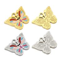 Enamel Stainless Steel Pendant, Butterfly, plated 
