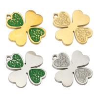 Enamel Stainless Steel Pendant, Four Leaf Clover, plated Approx 1mm 