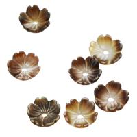 Muschel Perlkappen, Blume, braun, 6.5x6.5x2mm, Bohrung:ca. 1mm, verkauft von PC