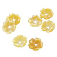 Muschel Perlkappen, Blume, gelb, 6x6x1.5mm, Bohrung:ca. 1mm, verkauft von PC