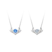 Cubic Zircon Micro Pave Sterling Silver Necklace, 925 Sterling Silver, platinum color plated, micro pave cubic zirconia & for woman Approx 15.35 Inch 