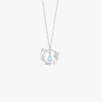Cubic Zirconia Micro Pave Sterling Silver Necklace, 925 Sterling Silver, with Moonstone, platinum color plated, micro pave cubic zirconia & for woman Approx 15.74 Inch 