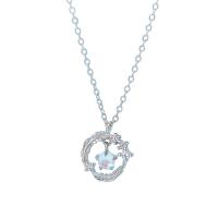 Cubic Zirconia Micro Pave Sterling Silver Necklace, 925 Sterling Silver, with Gemstone, platinum color plated & micro pave cubic zirconia & for woman Approx 15.74 Inch 