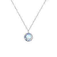 Sterling Silver Jewelry Necklace, 925 Sterling Silver, with Moonstone, platinum color plated, for woman Approx 15.74 Inch 