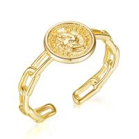 Brass Cuff Finger Ring, gold color plated, for woman, 9*2.5mm 