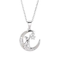 Cubic Zirconia Micro Pave Sterling Silver Necklace, 925 Sterling Silver, with Cubic Zirconia, plated, for woman, silver color cm 