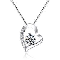 Cubic Zircon Micro Pave Brass Necklace, micro pave cubic zirconia & for woman, silver color cm 