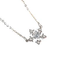 Cubic Zircon Micro Pave Brass Necklace, plated, micro pave cubic zirconia & for woman, silver color cm 